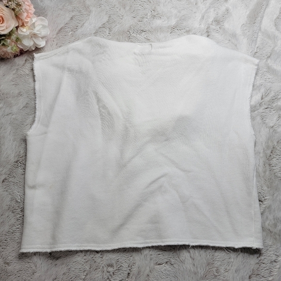 Bellerose Filie Cotton White Fringe Hem Hooded Sweatshirt Size 1 - Picture 10 of 16
